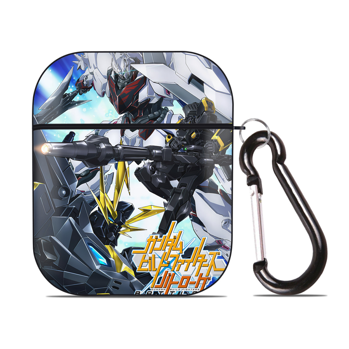 （画像用） 機動戦士ガンダム Mobile Suit Gundam AirPods 第2世代保護ケース ハードシェル ブラック 耐衝撃・防指紋・カラビナ付き