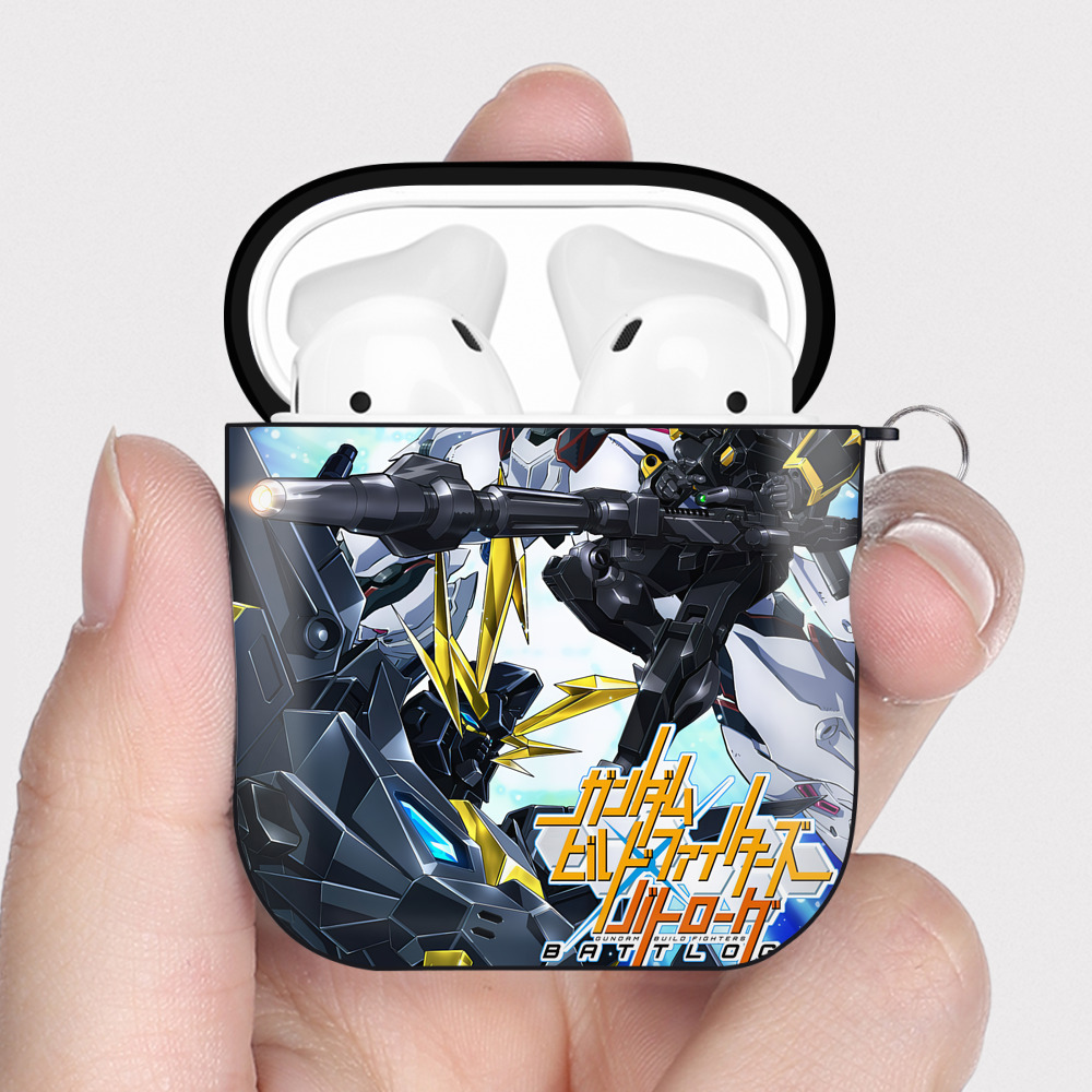 （画像用） 機動戦士ガンダム Mobile Suit Gundam AirPods 第2世代保護ケース ハードシェル ブラック 耐衝撃・防指紋・カラビナ付き