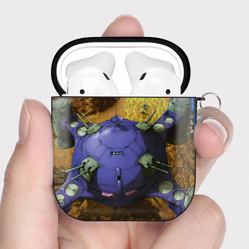 （画像用） 機動戦士ガンダム Mobile Suit Gundam AirPods 第2世代保護ケース ハードシェル ブラック 耐衝撃・防指紋・カラビナ付き