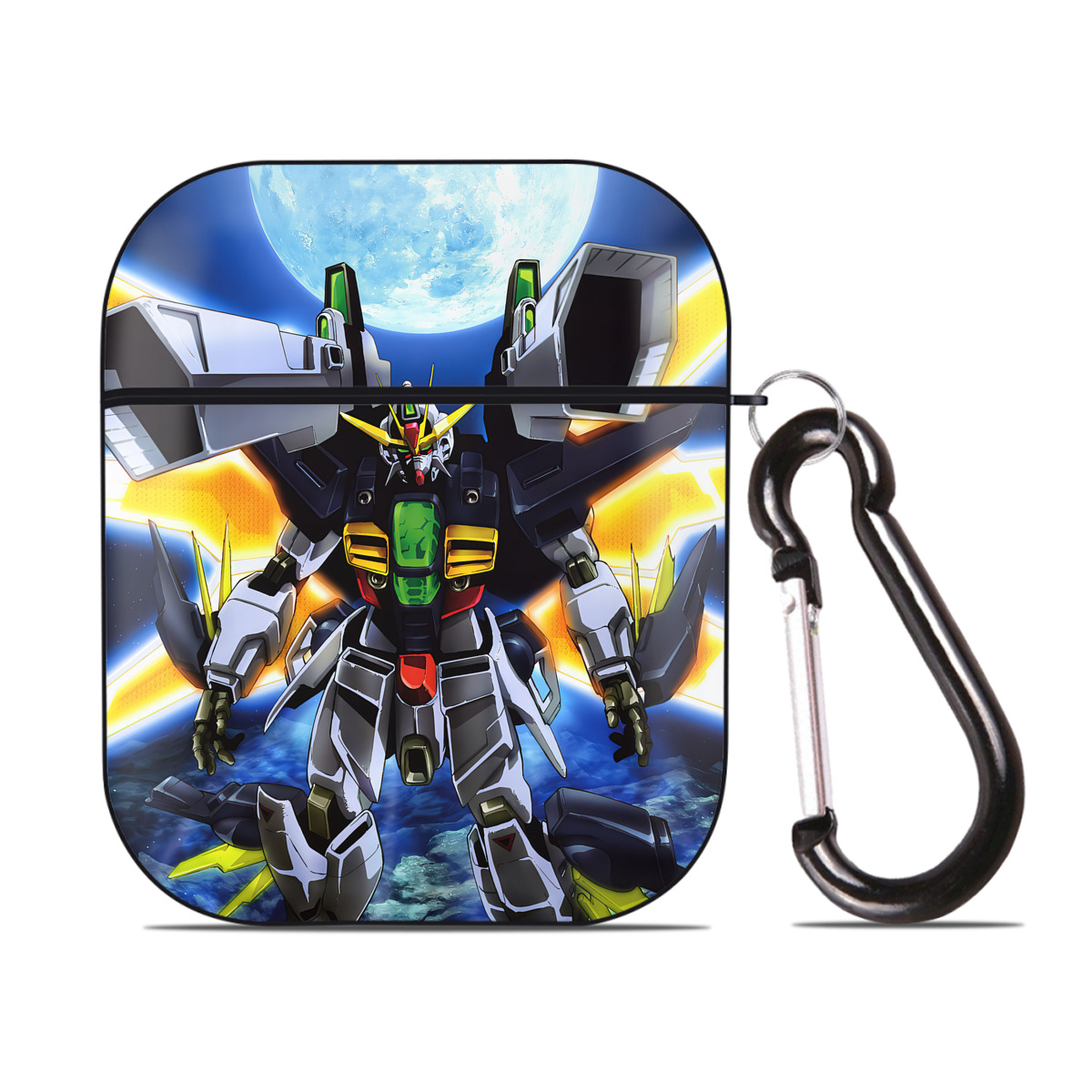 （画像用） 機動戦士ガンダム Mobile Suit Gundam AirPods 第2世代保護ケース ハードシェル ブラック 耐衝撃・防指紋・カラビナ付き