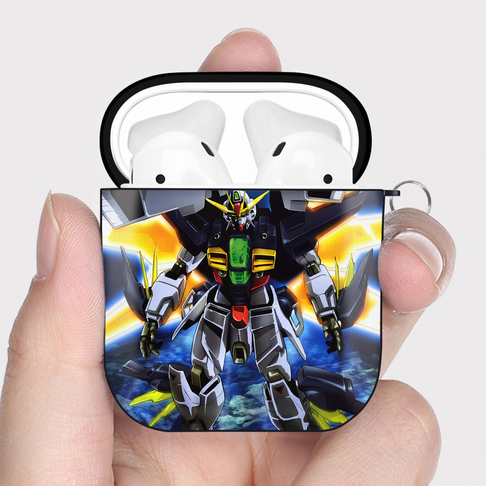 （画像用） 機動戦士ガンダム Mobile Suit Gundam AirPods 第2世代保護ケース ハードシェル ブラック 耐衝撃・防指紋・カラビナ付き