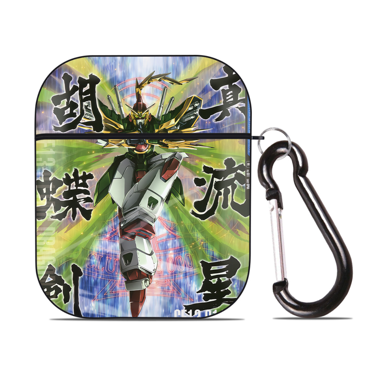 （画像用） 機動戦士ガンダム Mobile Suit Gundam AirPods 第2世代保護ケース ハードシェル ブラック 耐衝撃・防指紋・カラビナ付き