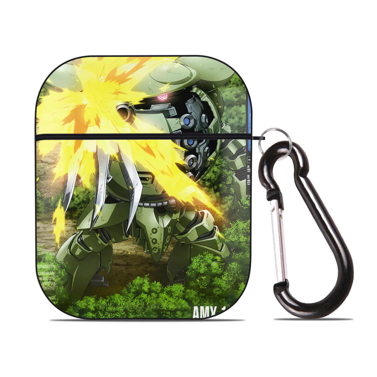 （画像用） 機動戦士ガンダム Mobile Suit Gundam AirPods 第2世代保護ケース ハードシェル ブラック 耐衝撃・防指紋・カラビナ付き