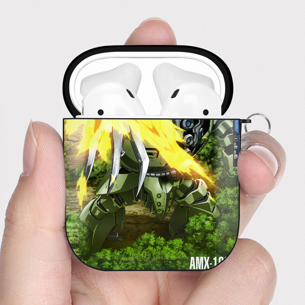 （画像用） 機動戦士ガンダム Mobile Suit Gundam AirPods 第2世代保護ケース ハードシェル ブラック 耐衝撃・防指紋・カラビナ付き
