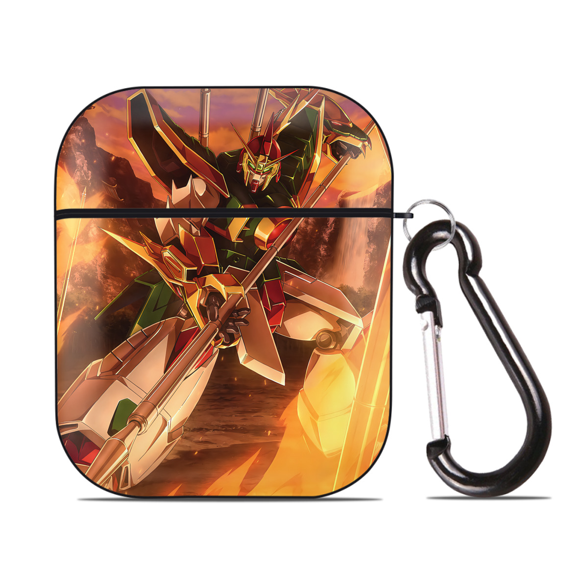 （画像用） 機動戦士ガンダム Mobile Suit Gundam AirPods 第2世代保護ケース ハードシェル ブラック 耐衝撃・防指紋・カラビナ付き