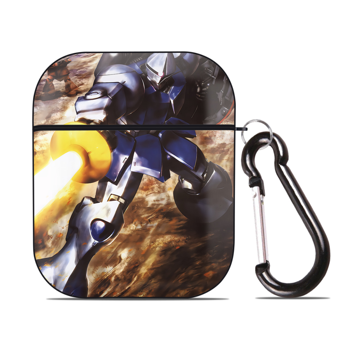 （画像用） 機動戦士ガンダム Mobile Suit Gundam AirPods 第2世代保護ケース ハードシェル ブラック 耐衝撃・防指紋・カラビナ付き