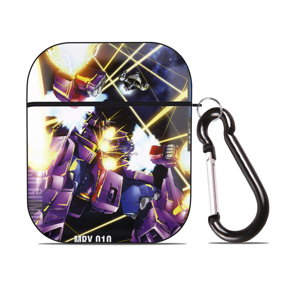 （画像用） 機動戦士ガンダム Mobile Suit Gundam AirPods 第2世代保護ケース ハードシェル ブラック 耐衝撃・防指紋・カラビナ付き