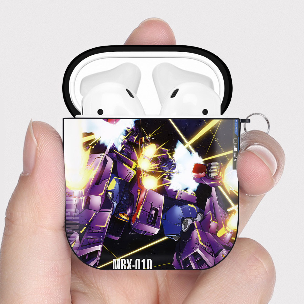 （画像用） 機動戦士ガンダム Mobile Suit Gundam AirPods 第2世代保護ケース ハードシェル ブラック 耐衝撃・防指紋・カラビナ付き