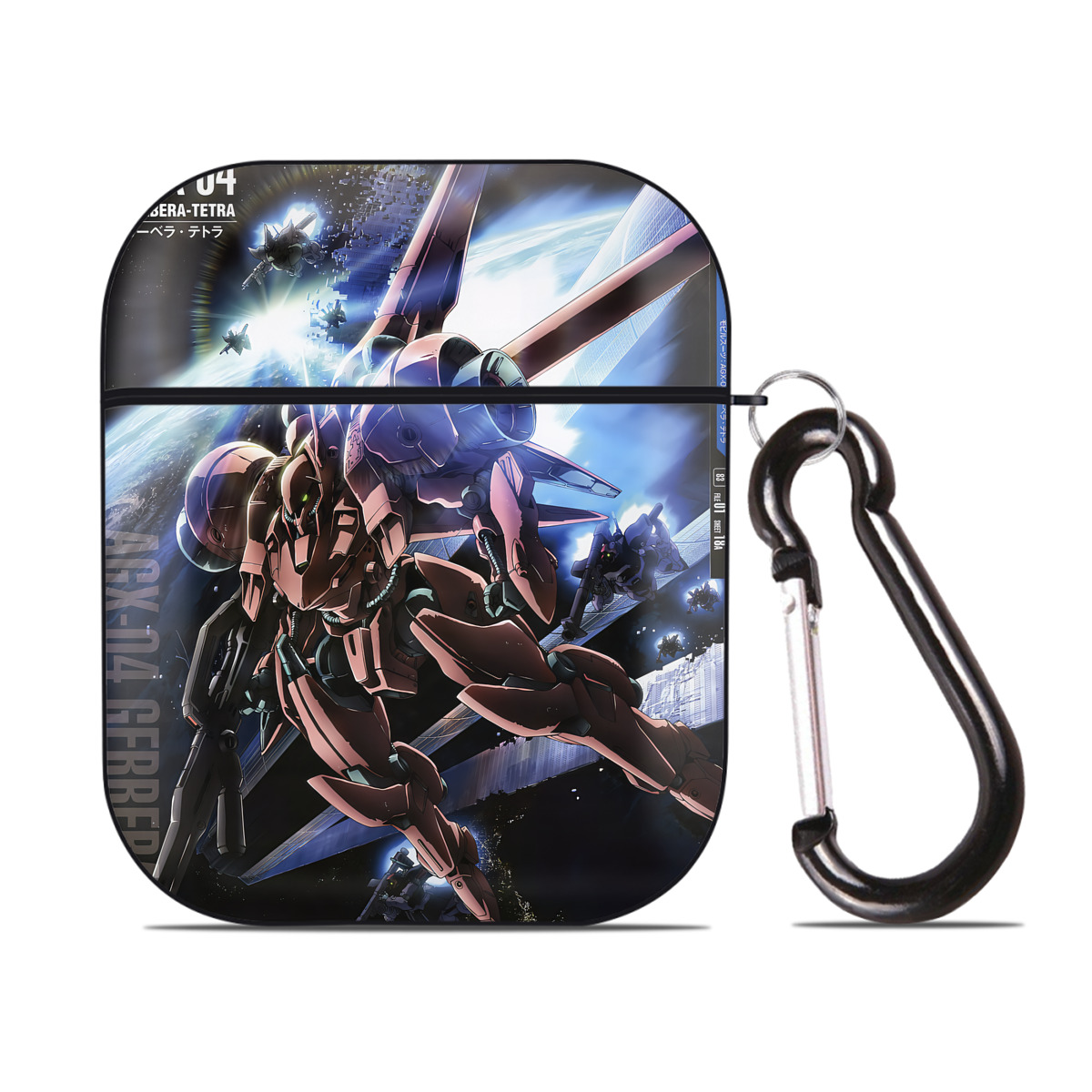 （画像用） 機動戦士ガンダム Mobile Suit Gundam AirPods 第2世代保護ケース ハードシェル ブラック 耐衝撃・防指紋・カラビナ付き