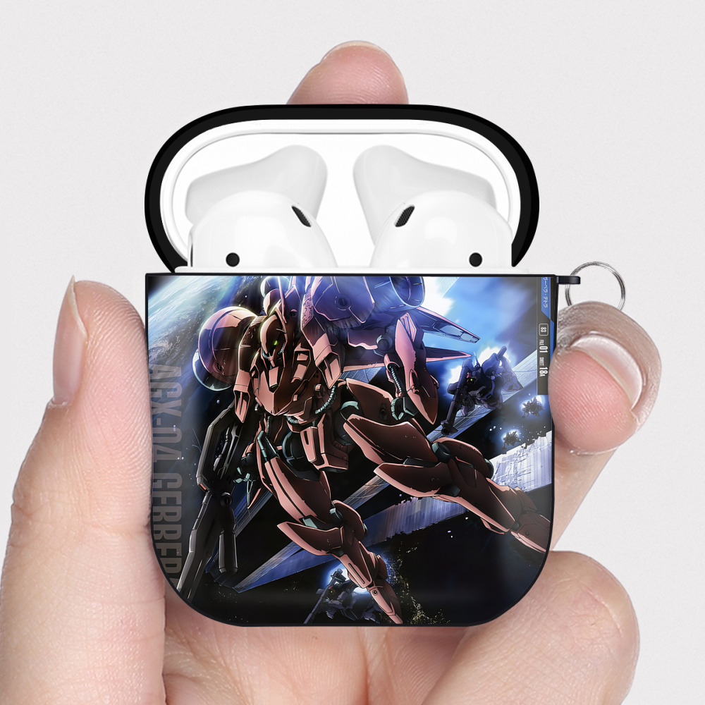 （画像用） 機動戦士ガンダム Mobile Suit Gundam AirPods 第2世代保護ケース ハードシェル ブラック 耐衝撃・防指紋・カラビナ付き