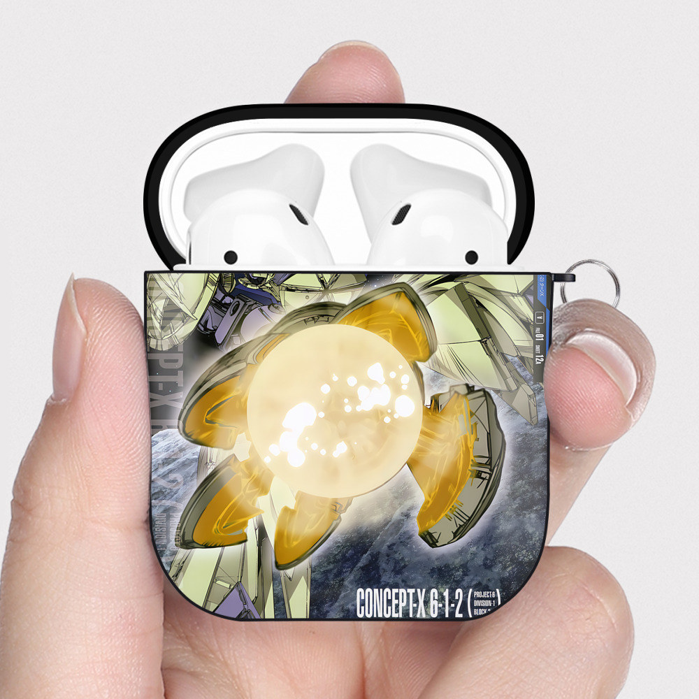 （画像用） 機動戦士ガンダム Mobile Suit Gundam AirPods 第2世代保護ケース ハードシェル ブラック 耐衝撃・防指紋・カラビナ付き