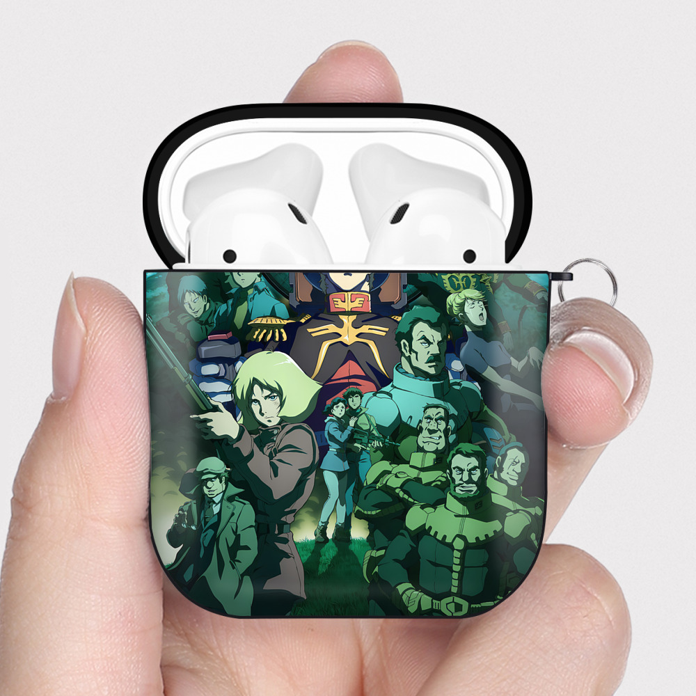 （画像用） 機動戦士ガンダム Mobile Suit Gundam AirPods 第2世代保護ケース ハードシェル ブラック 耐衝撃・防指紋・カラビナ付き