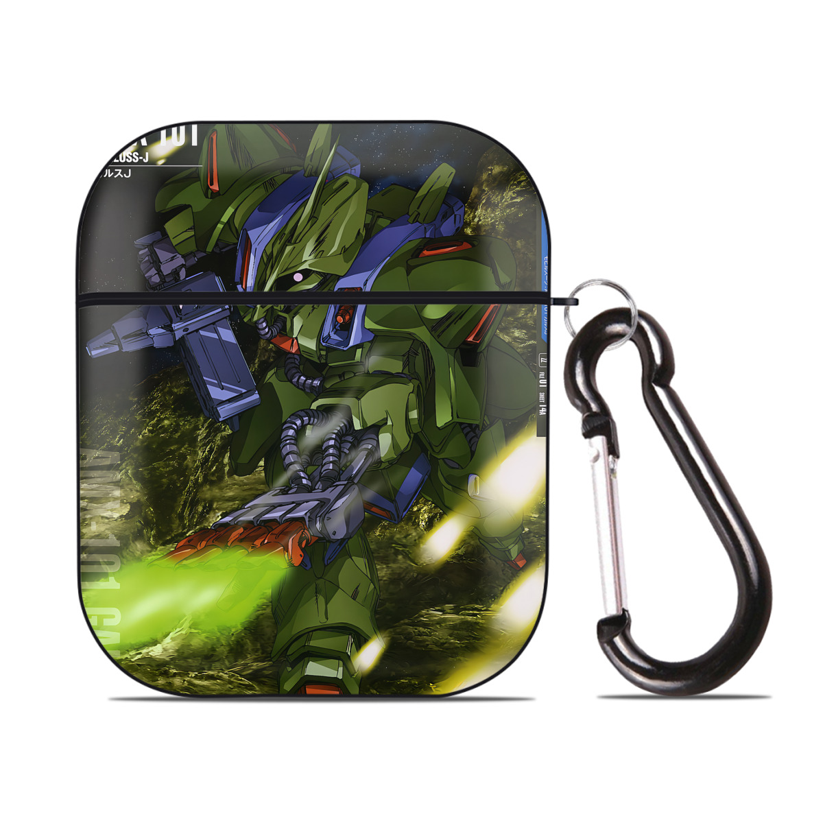 （画像用） 機動戦士ガンダム Mobile Suit Gundam AirPods 第2世代保護ケース ハードシェル ブラック 耐衝撃・防指紋・カラビナ付き