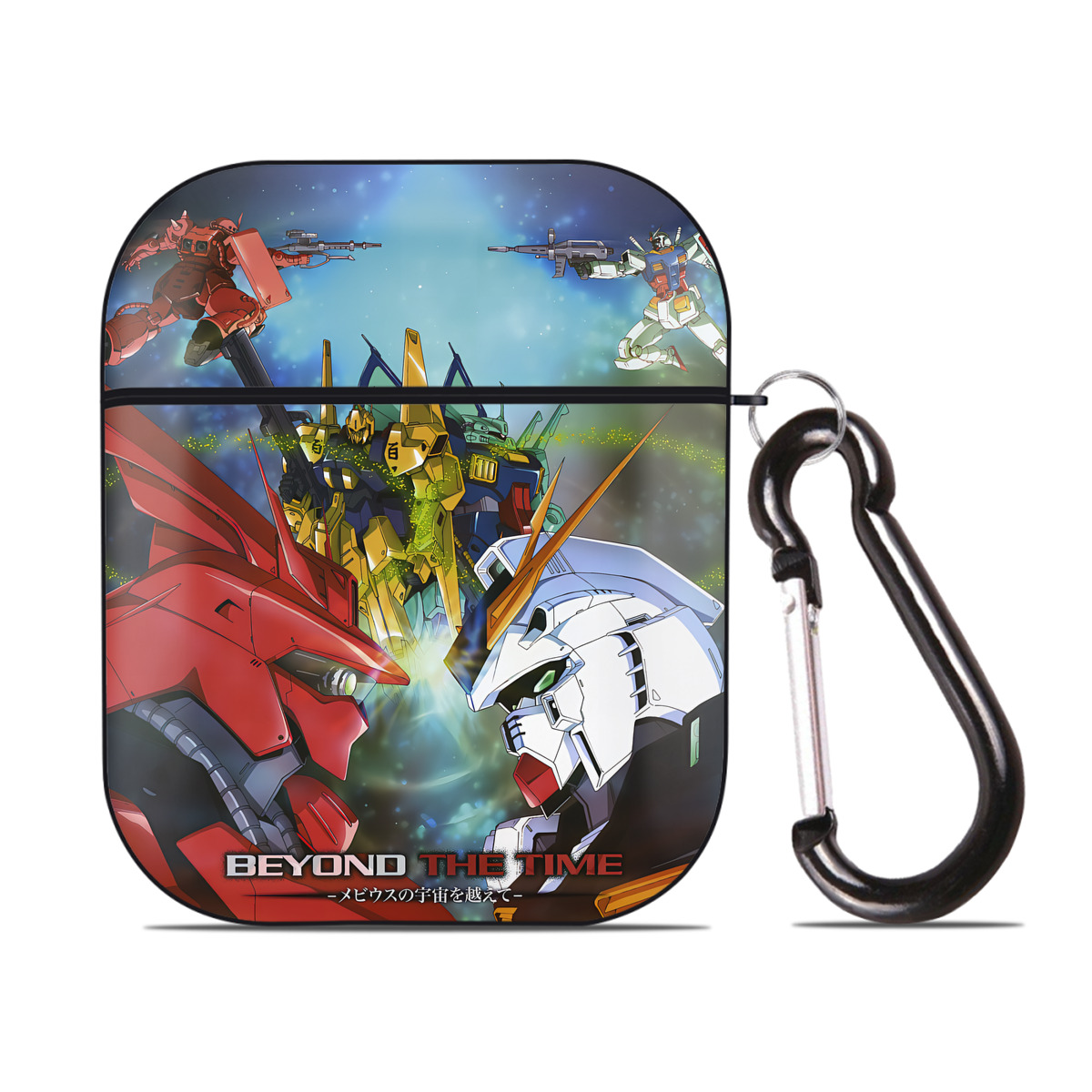 （画像用） 機動戦士ガンダム Mobile Suit Gundam AirPods 第2世代保護ケース ハードシェル ブラック 耐衝撃・防指紋・カラビナ付き