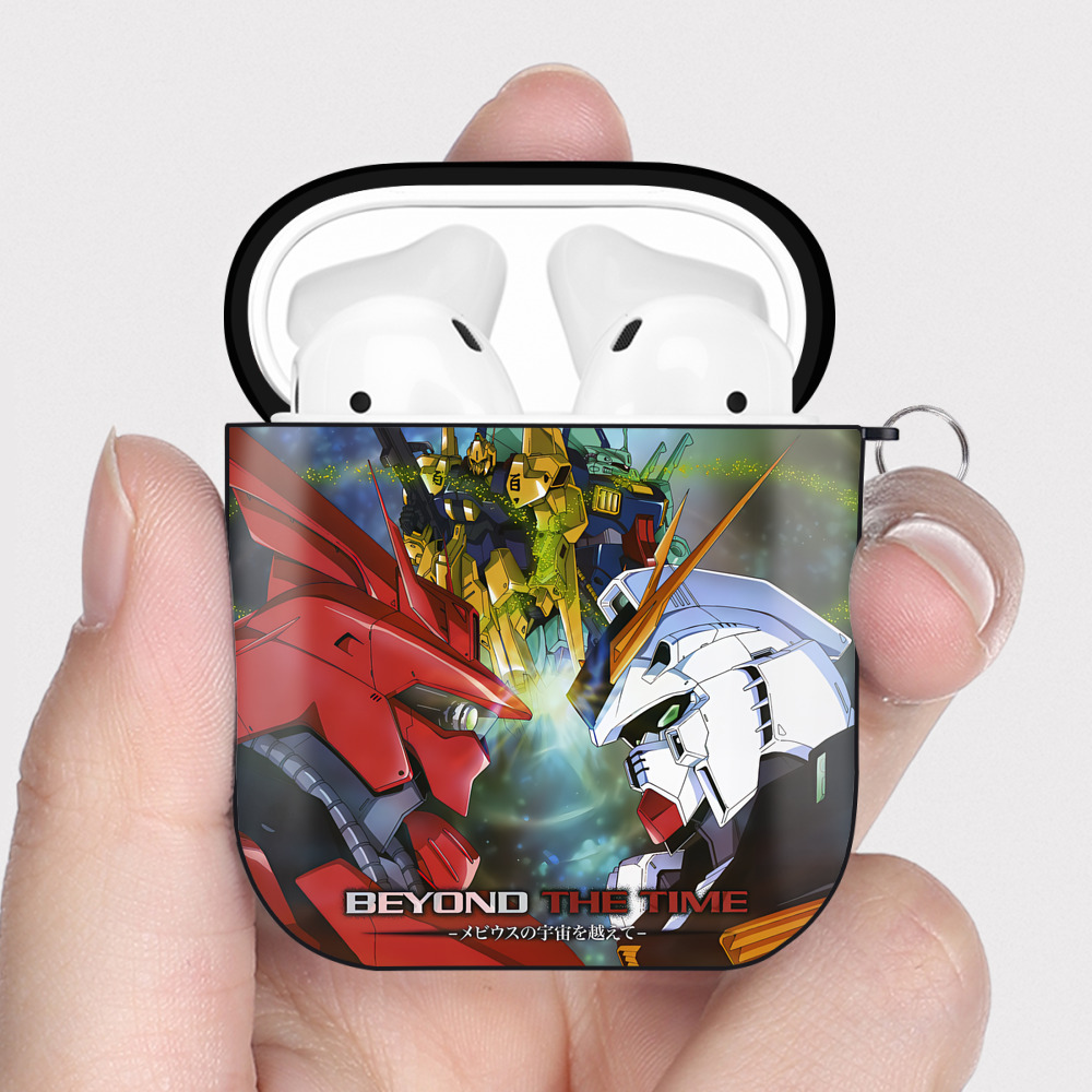 （画像用） 機動戦士ガンダム Mobile Suit Gundam AirPods 第2世代保護ケース ハードシェル ブラック 耐衝撃・防指紋・カラビナ付き