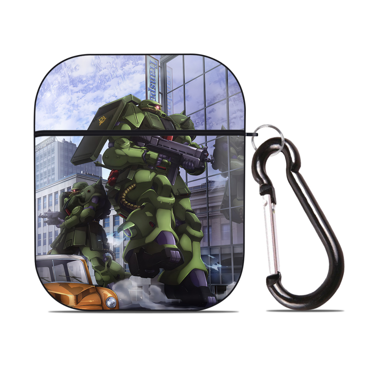 （画像用） 機動戦士ガンダム Mobile Suit Gundam AirPods 第2世代保護ケース ハードシェル ブラック 耐衝撃・防指紋・カラビナ付き