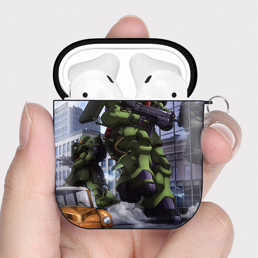 （画像用） 機動戦士ガンダム Mobile Suit Gundam AirPods 第2世代保護ケース ハードシェル ブラック 耐衝撃・防指紋・カラビナ付き