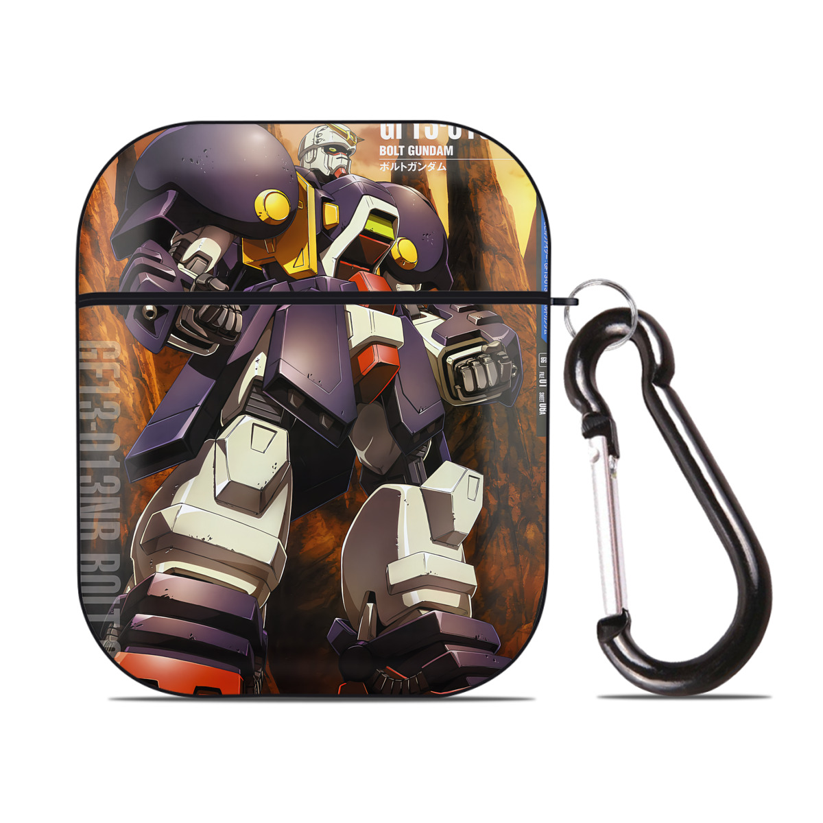 （画像用） 機動戦士ガンダム Mobile Suit Gundam AirPods 第2世代保護ケース ハードシェル ブラック 耐衝撃・防指紋・カラビナ付き
