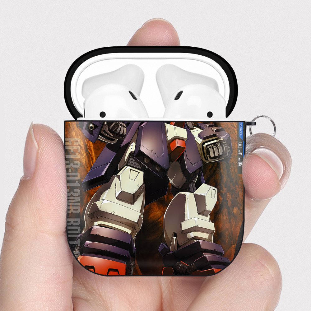 （画像用） 機動戦士ガンダム Mobile Suit Gundam AirPods 第2世代保護ケース ハードシェル ブラック 耐衝撃・防指紋・カラビナ付き