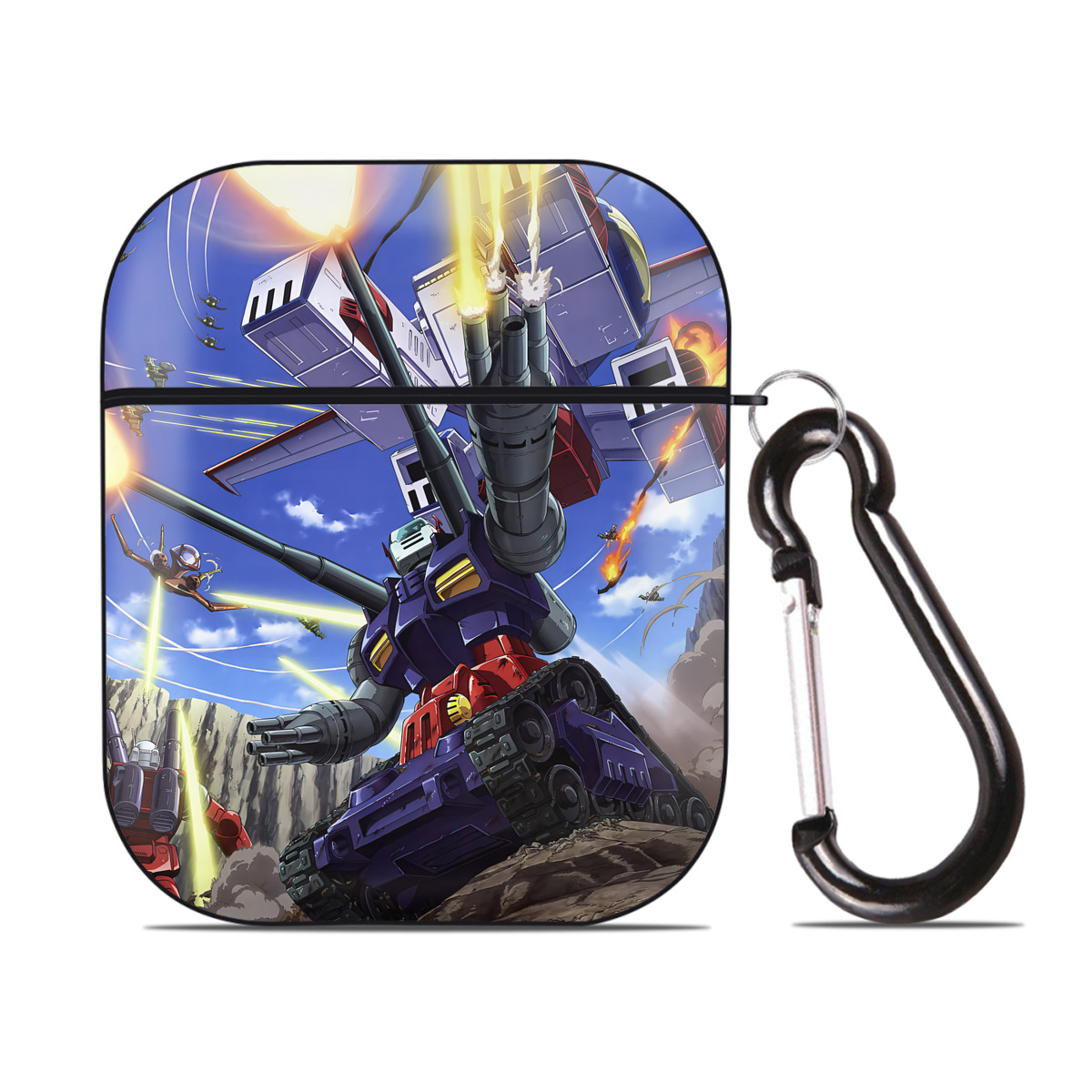 （画像用） 機動戦士ガンダム Mobile Suit Gundam AirPods 第2世代保護ケース ハードシェル ブラック 耐衝撃・防指紋・カラビナ付き