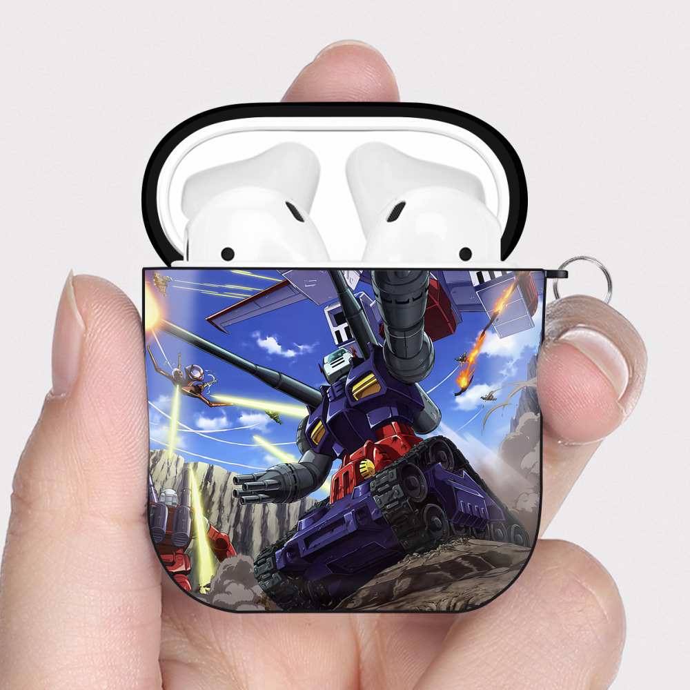 （画像用） 機動戦士ガンダム Mobile Suit Gundam AirPods 第2世代保護ケース ハードシェル ブラック 耐衝撃・防指紋・カラビナ付き