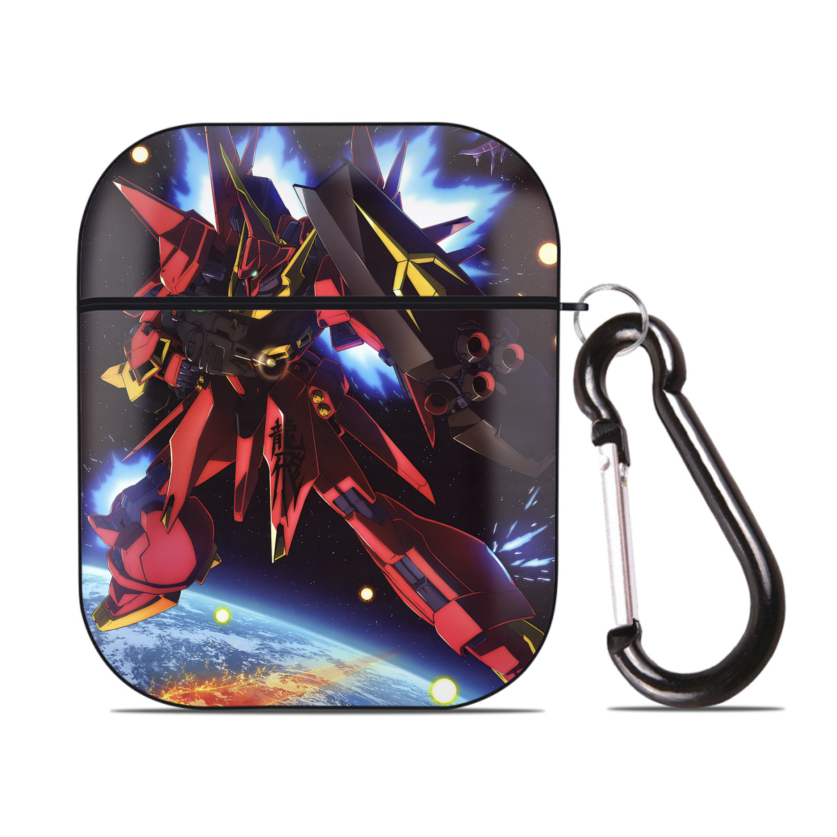 （画像用） 機動戦士ガンダム Mobile Suit Gundam AirPods 第2世代保護ケース ハードシェル ブラック 耐衝撃・防指紋・カラビナ付き