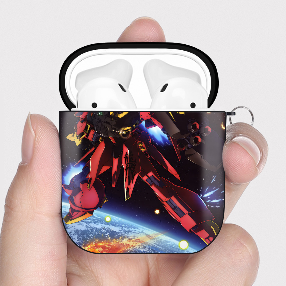 （画像用） 機動戦士ガンダム Mobile Suit Gundam AirPods 第2世代保護ケース ハードシェル ブラック 耐衝撃・防指紋・カラビナ付き