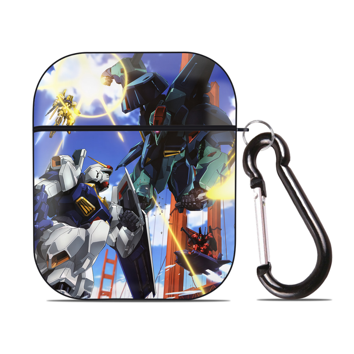 （画像用） 機動戦士ガンダム Mobile Suit Gundam AirPods 第2世代保護ケース ハードシェル ブラック 耐衝撃・防指紋・カラビナ付き