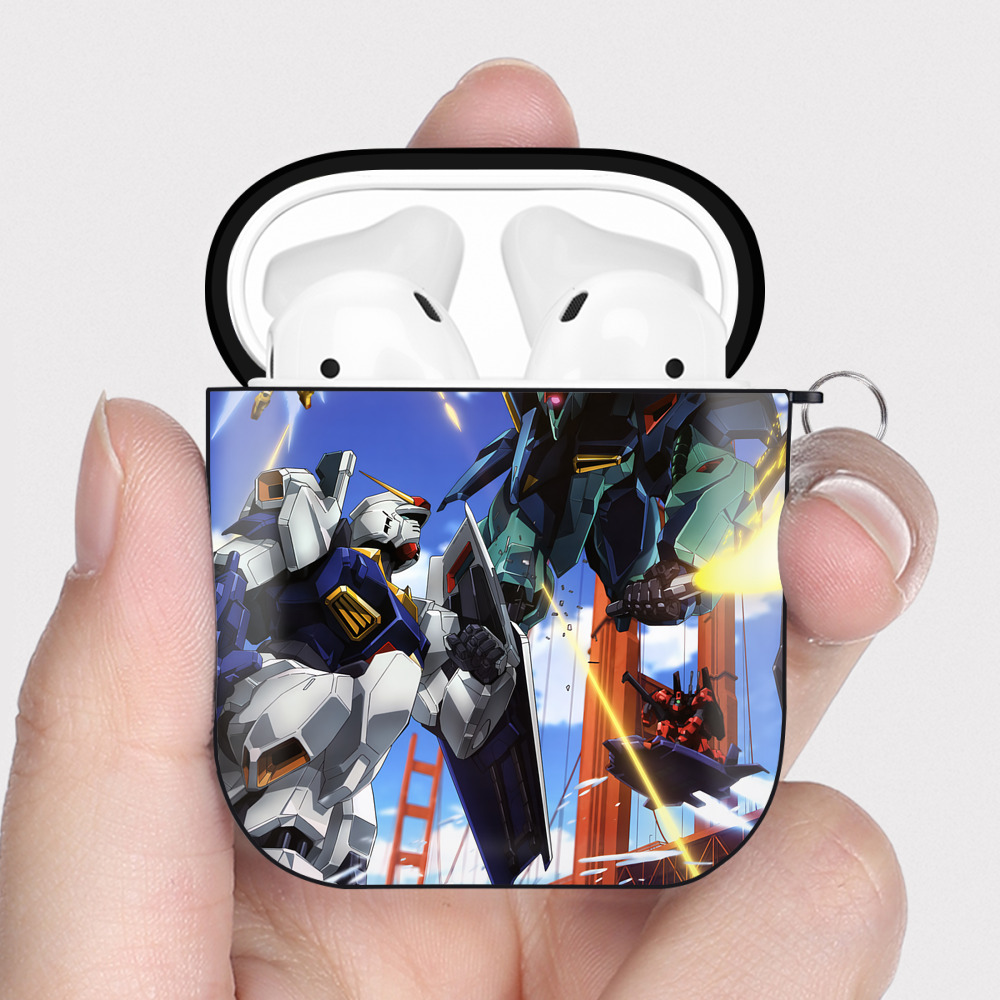 （画像用） 機動戦士ガンダム Mobile Suit Gundam AirPods 第2世代保護ケース ハードシェル ブラック 耐衝撃・防指紋・カラビナ付き