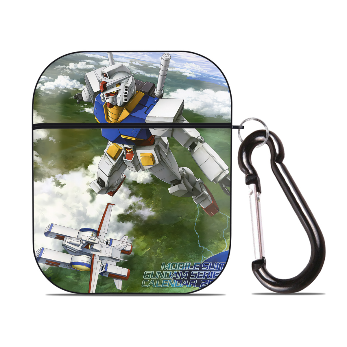 （画像用） 機動戦士ガンダム Mobile Suit Gundam AirPods 第2世代保護ケース ハードシェル ブラック 耐衝撃・防指紋・カラビナ付き