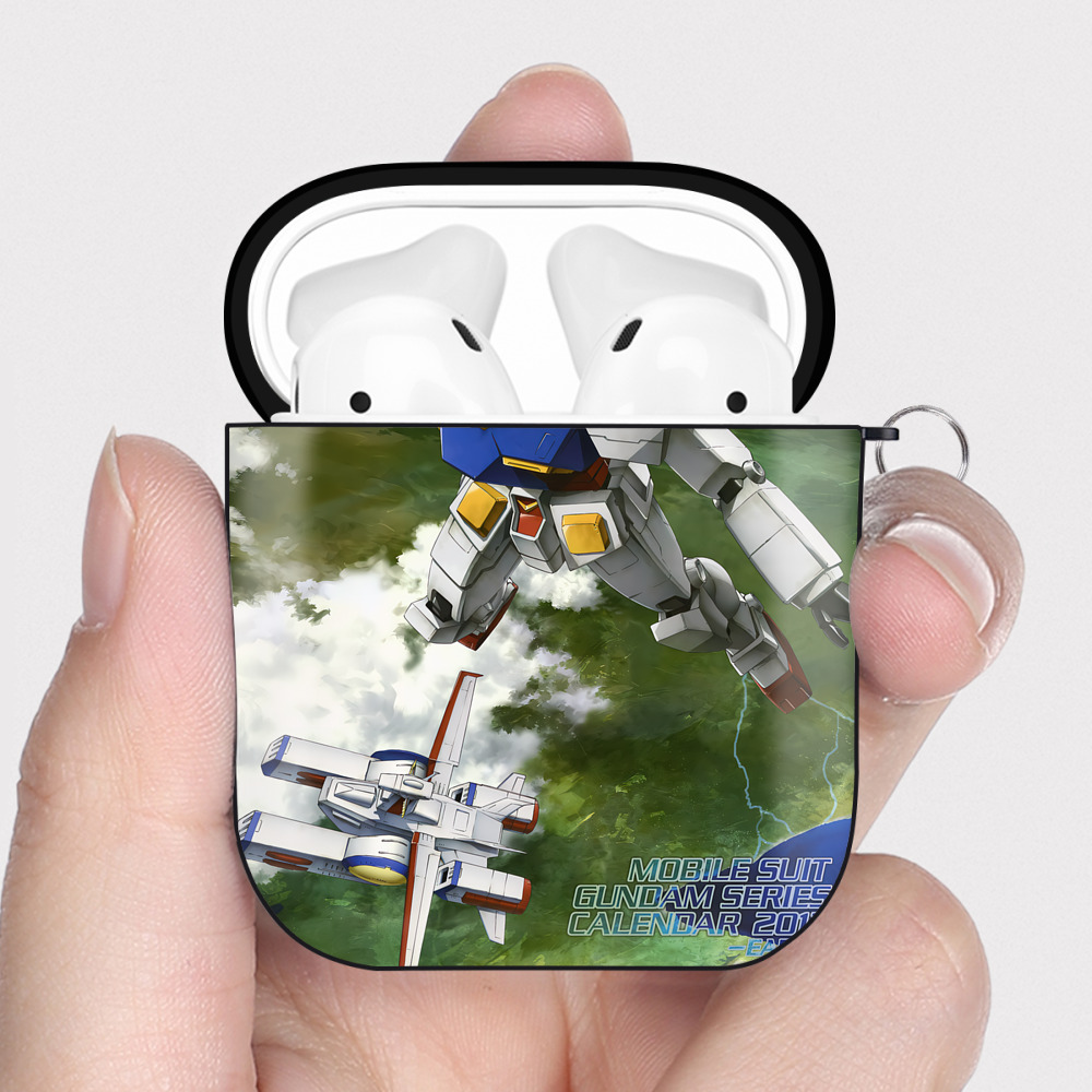 （画像用） 機動戦士ガンダム Mobile Suit Gundam AirPods 第2世代保護ケース ハードシェル ブラック 耐衝撃・防指紋・カラビナ付き