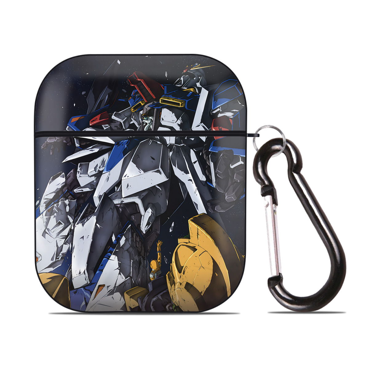 （画像用） 機動戦士ガンダム Mobile Suit Gundam AirPods 第2世代保護ケース ハードシェル ブラック 耐衝撃・防指紋・カラビナ付き