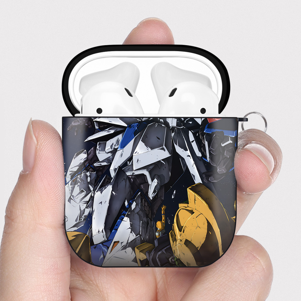（画像用） 機動戦士ガンダム Mobile Suit Gundam AirPods 第2世代保護ケース ハードシェル ブラック 耐衝撃・防指紋・カラビナ付き