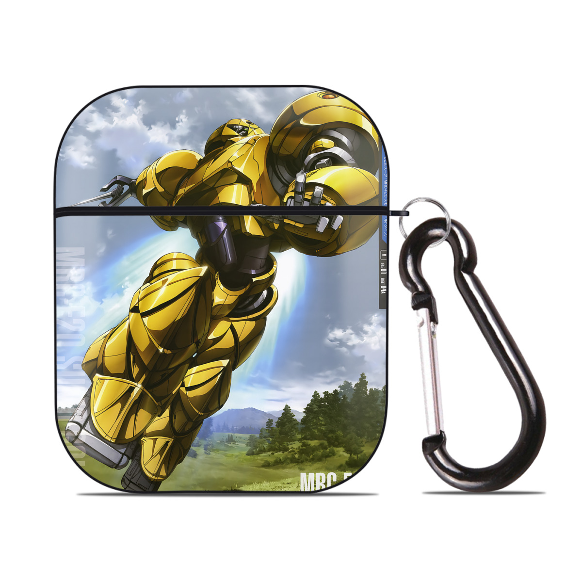（画像用） 機動戦士ガンダム Mobile Suit Gundam AirPods 第2世代保護ケース ハードシェル ブラック 耐衝撃・防指紋・カラビナ付き