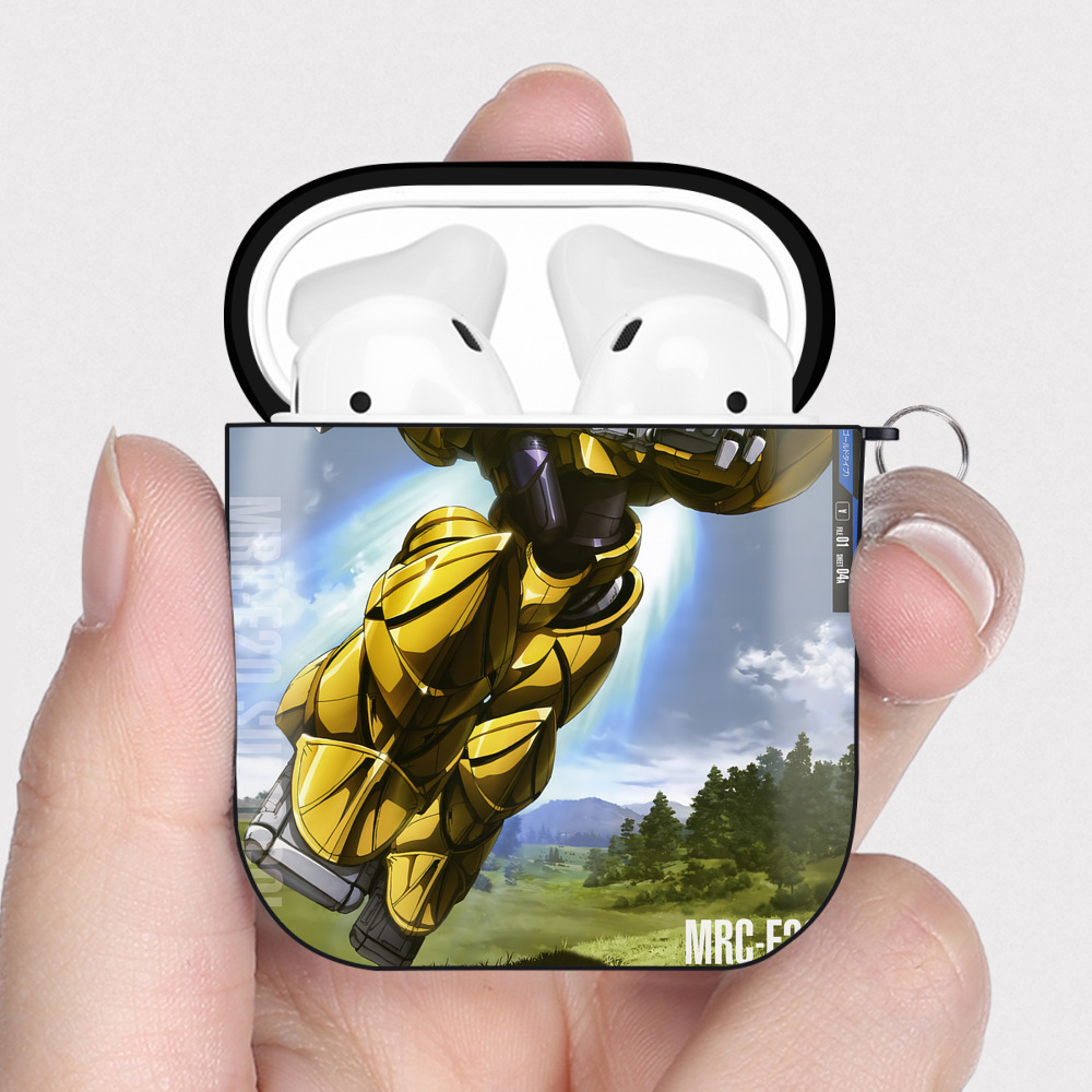 （画像用） 機動戦士ガンダム Mobile Suit Gundam AirPods 第2世代保護ケース ハードシェル ブラック 耐衝撃・防指紋・カラビナ付き
