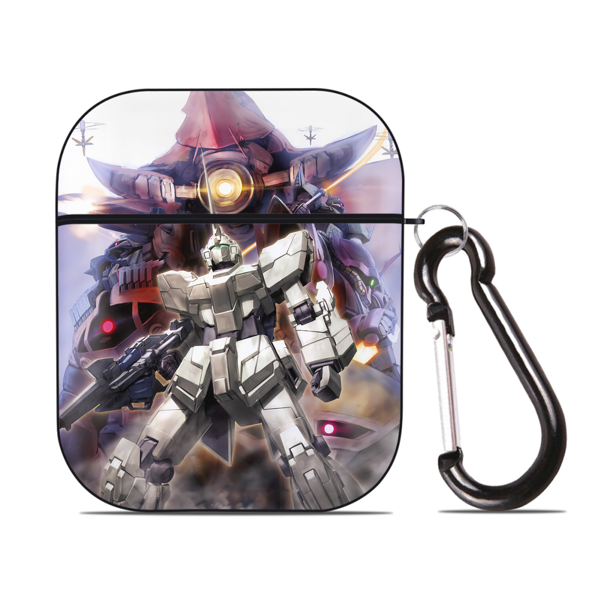 （画像用） 機動戦士ガンダム Mobile Suit Gundam AirPods 第2世代保護ケース ハードシェル ブラック 耐衝撃・防指紋・カラビナ付き