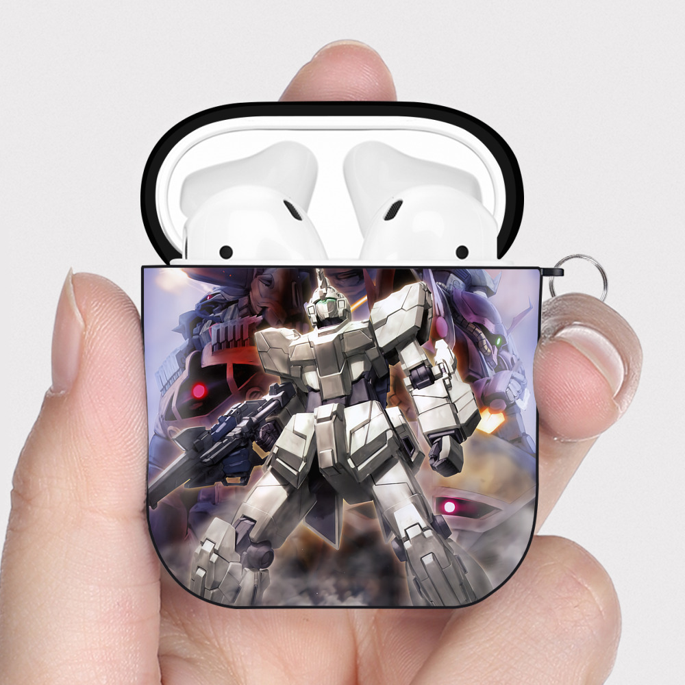 （画像用） 機動戦士ガンダム Mobile Suit Gundam AirPods 第2世代保護ケース ハードシェル ブラック 耐衝撃・防指紋・カラビナ付き