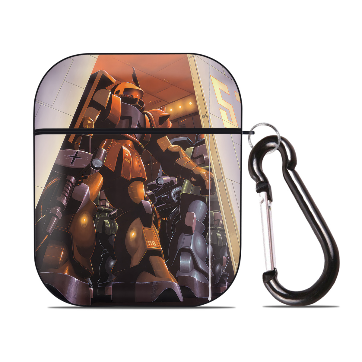 （画像用） 機動戦士ガンダム Mobile Suit Gundam AirPods 第2世代保護ケース ハードシェル ブラック 耐衝撃・防指紋・カラビナ付き