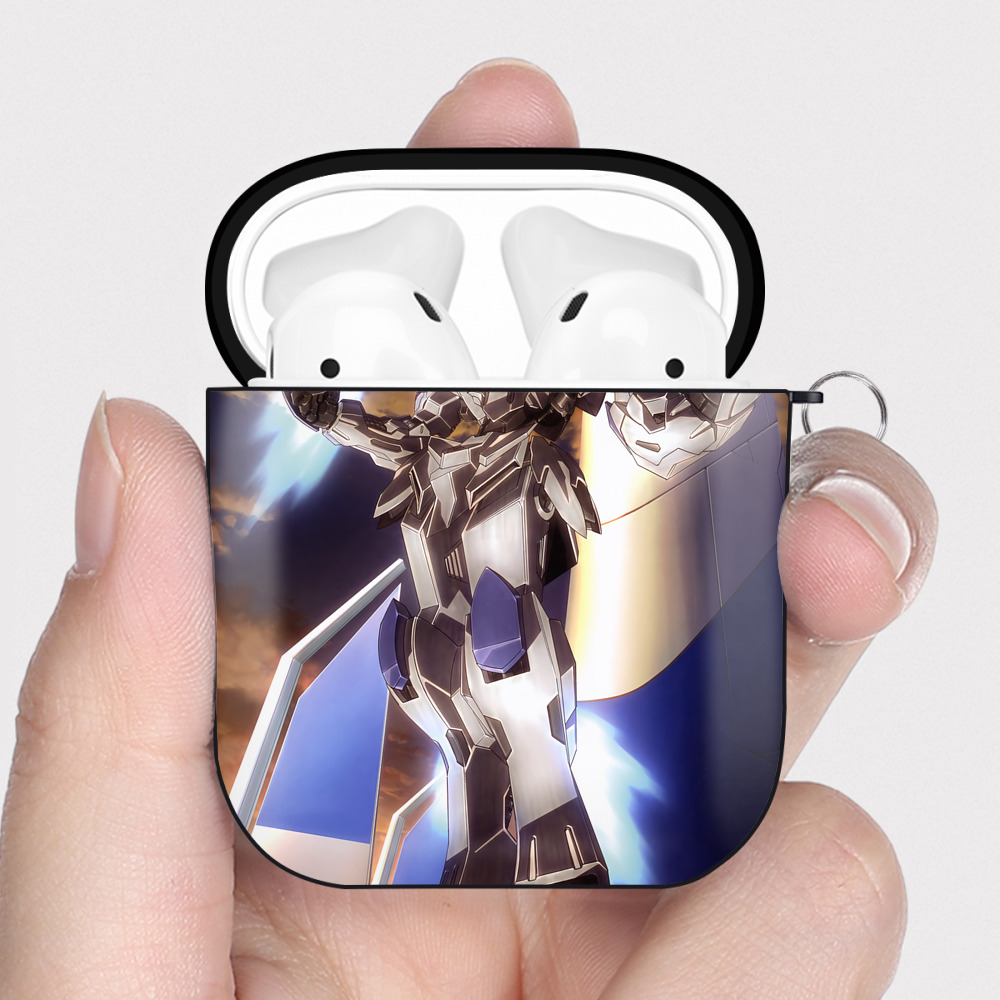 （画像用） 機動戦士ガンダム Mobile Suit Gundam AirPods 第2世代保護ケース ハードシェル ブラック 耐衝撃・防指紋・カラビナ付き