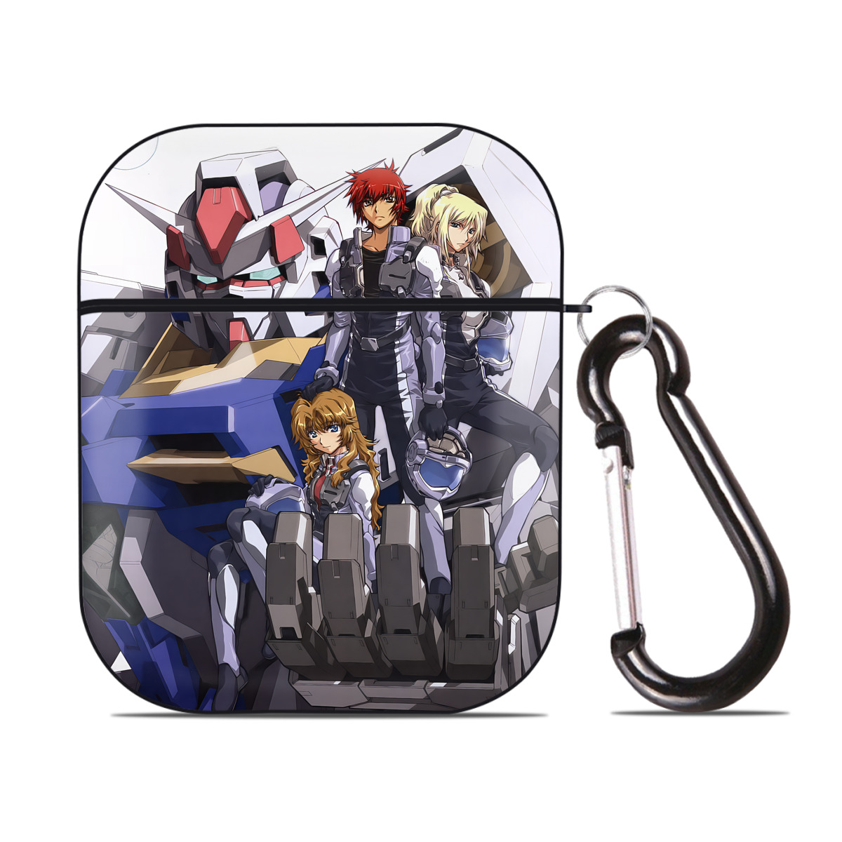 （画像用） 機動戦士ガンダム Mobile Suit Gundam AirPods 第2世代保護ケース ハードシェル ブラック 耐衝撃・防指紋・カラビナ付き