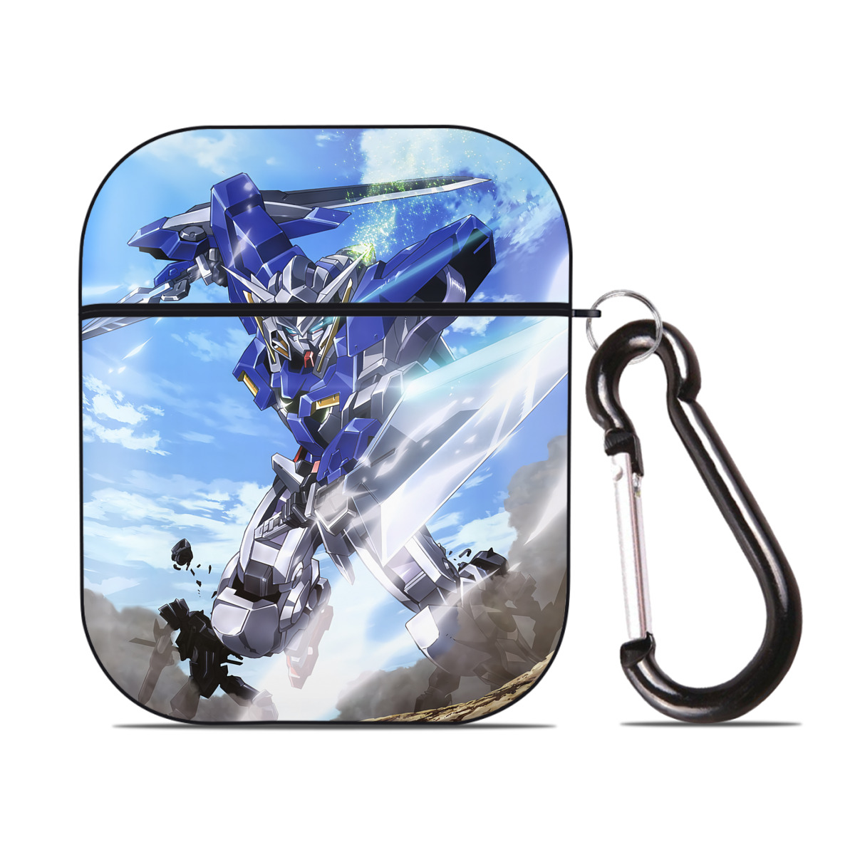 （画像用） 機動戦士ガンダム Mobile Suit Gundam AirPods 第2世代保護ケース ハードシェル ブラック 耐衝撃・防指紋・カラビナ付き