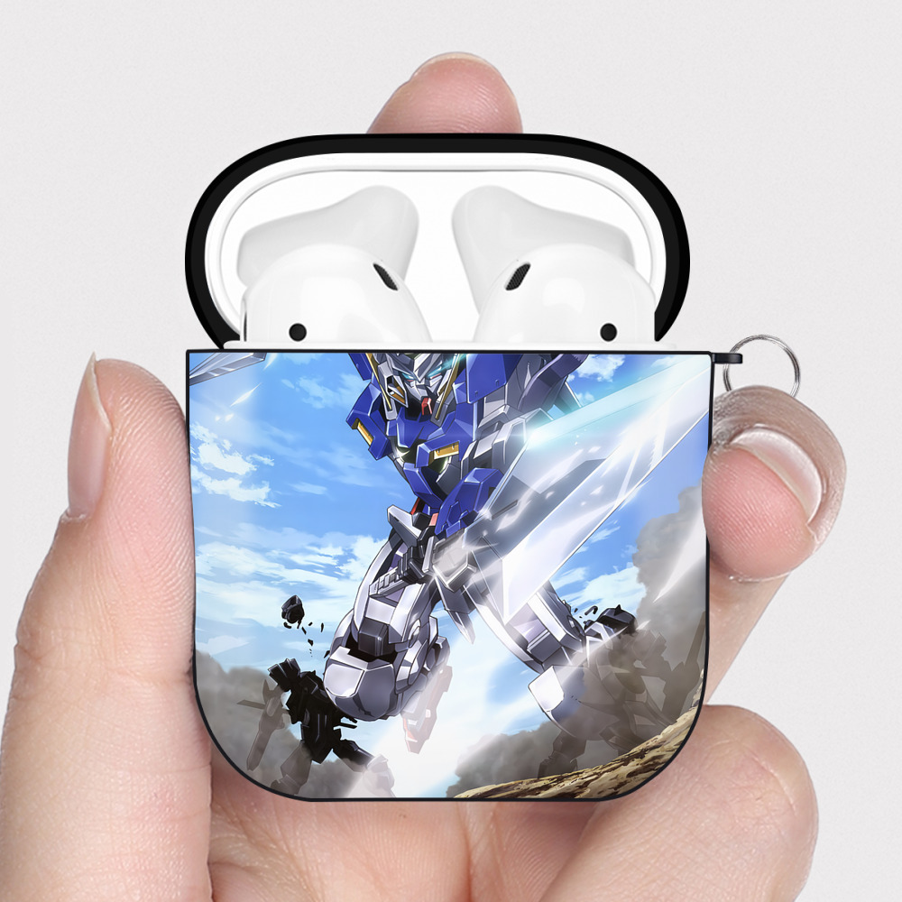 （画像用） 機動戦士ガンダム Mobile Suit Gundam AirPods 第2世代保護ケース ハードシェル ブラック 耐衝撃・防指紋・カラビナ付き