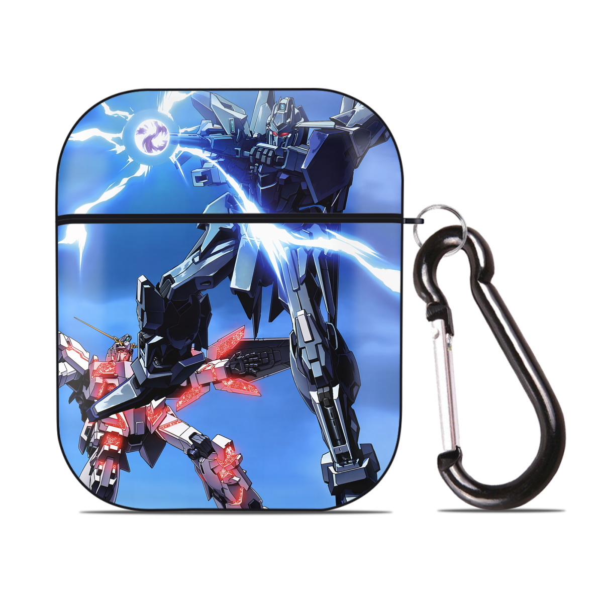 （画像用） 機動戦士ガンダム Mobile Suit Gundam AirPods 第2世代保護ケース ハードシェル ブラック 耐衝撃・防指紋・カラビナ付き