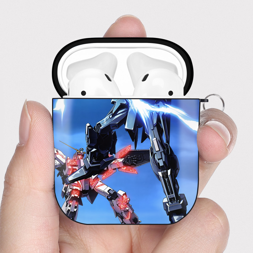 （画像用） 機動戦士ガンダム Mobile Suit Gundam AirPods 第2世代保護ケース ハードシェル ブラック 耐衝撃・防指紋・カラビナ付き