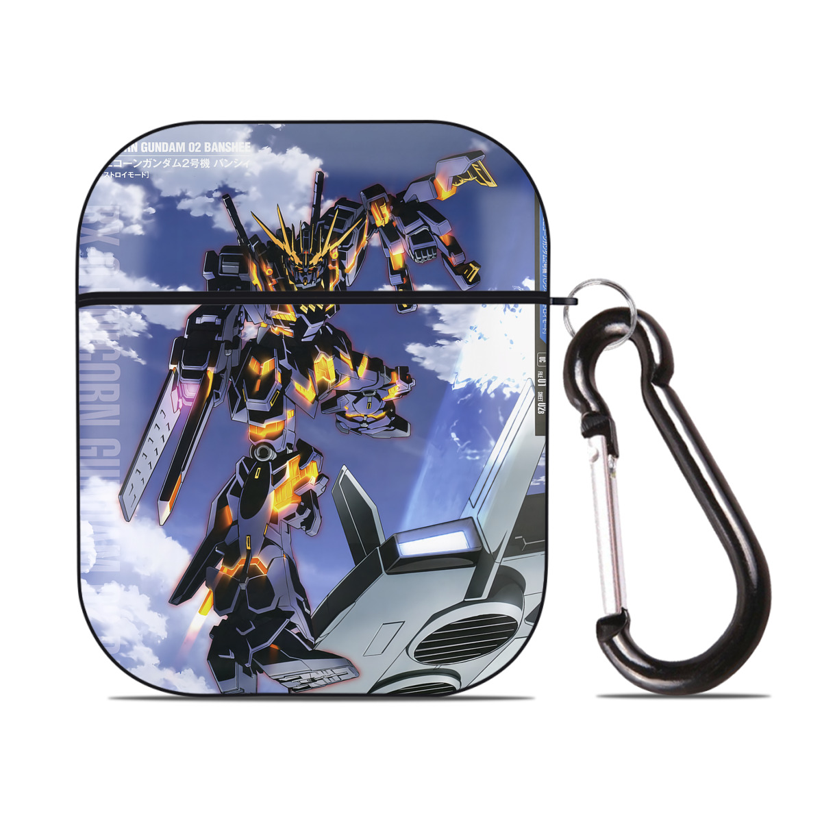（画像用） 機動戦士ガンダム Mobile Suit Gundam AirPods 第2世代保護ケース ハードシェル ブラック 耐衝撃・防指紋・カラビナ付き