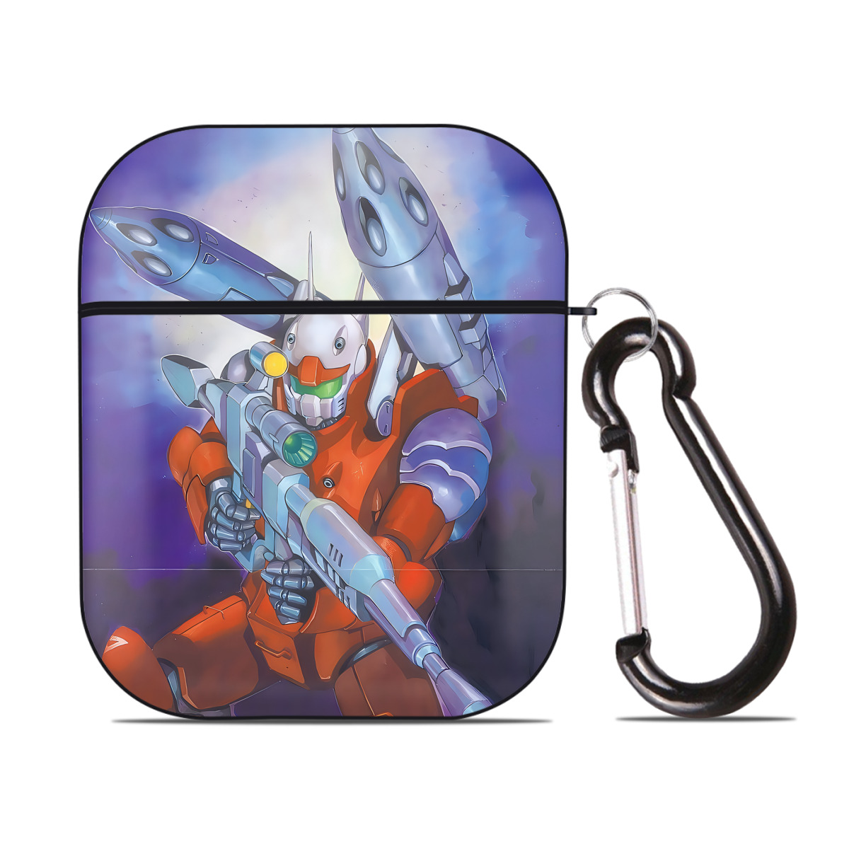（画像用） 機動戦士ガンダム Mobile Suit Gundam AirPods 第2世代保護ケース ハードシェル ブラック 耐衝撃・防指紋・カラビナ付き