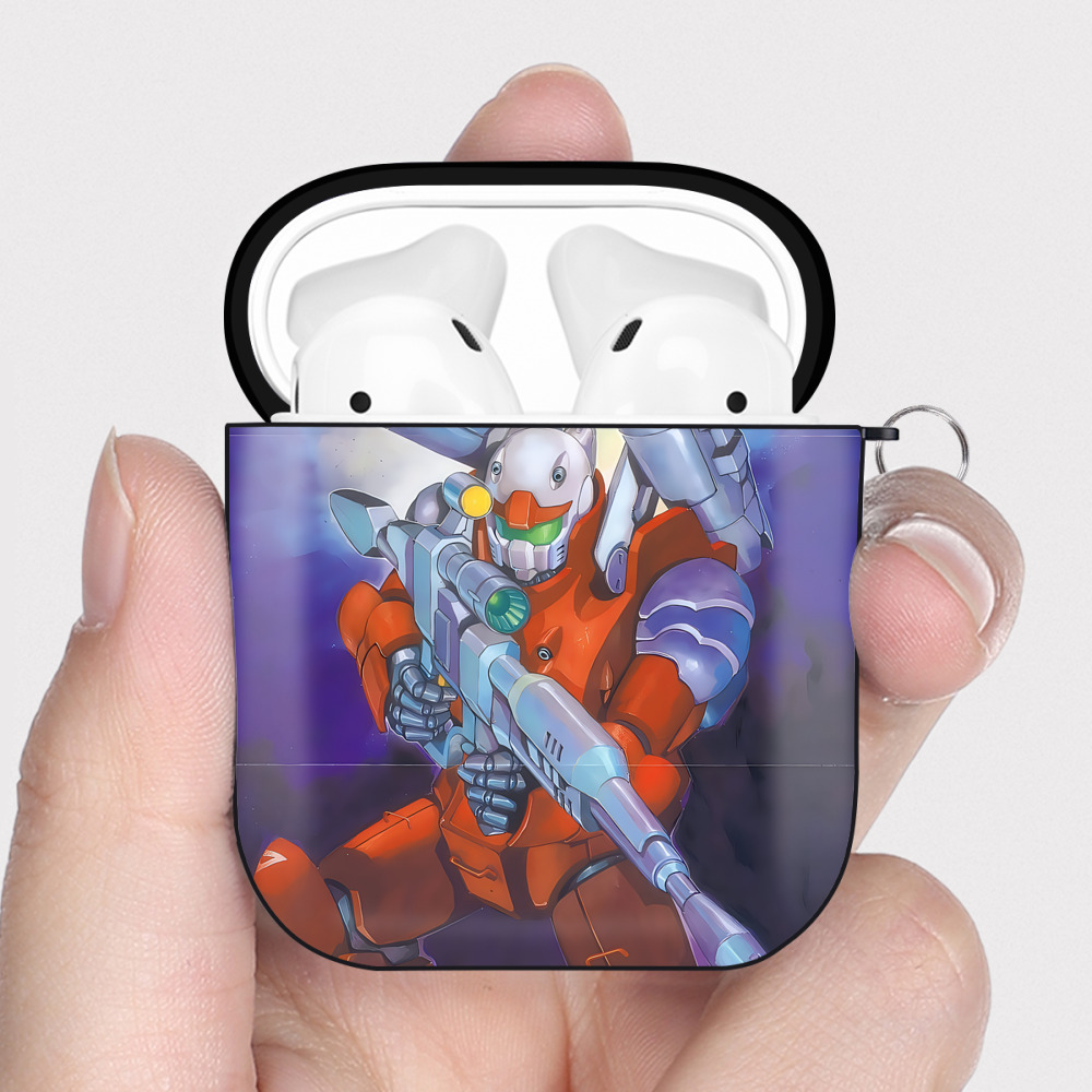 （画像用） 機動戦士ガンダム Mobile Suit Gundam AirPods 第2世代保護ケース ハードシェル ブラック 耐衝撃・防指紋・カラビナ付き