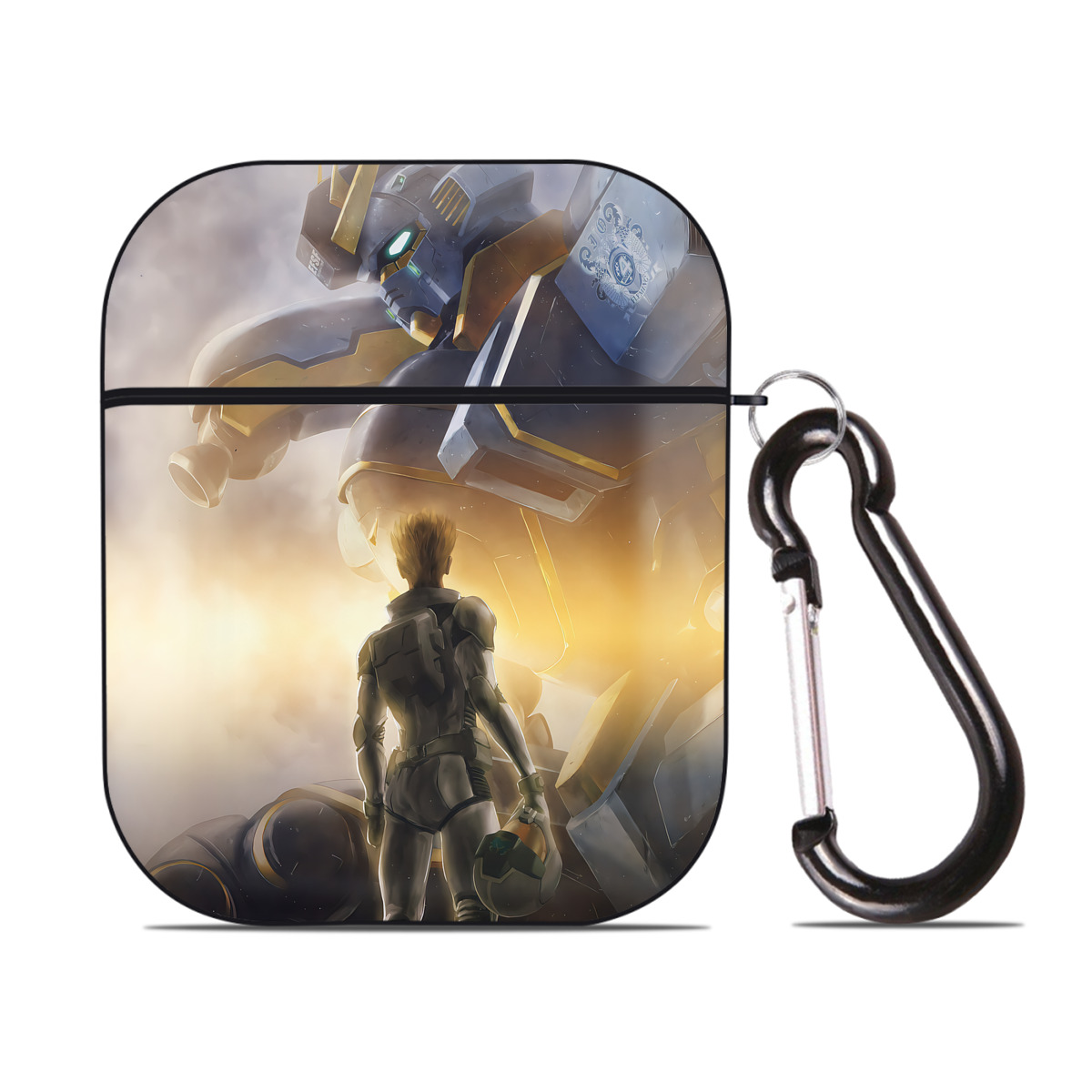 （画像用） 機動戦士ガンダム Mobile Suit Gundam AirPods 第2世代保護ケース ハードシェル ブラック 耐衝撃・防指紋・カラビナ付き