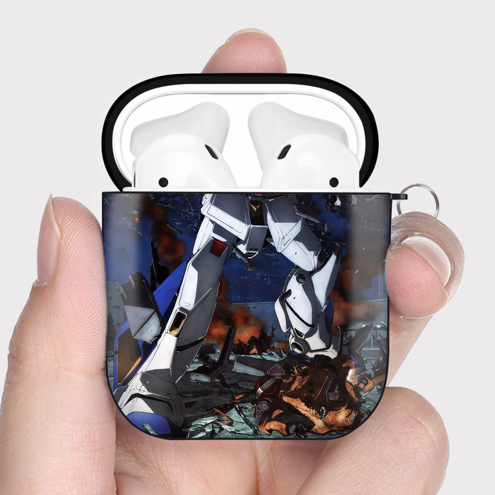 （画像用） 機動戦士ガンダム Mobile Suit Gundam AirPods 第2世代保護ケース ハードシェル ブラック 耐衝撃・防指紋・カラビナ付き