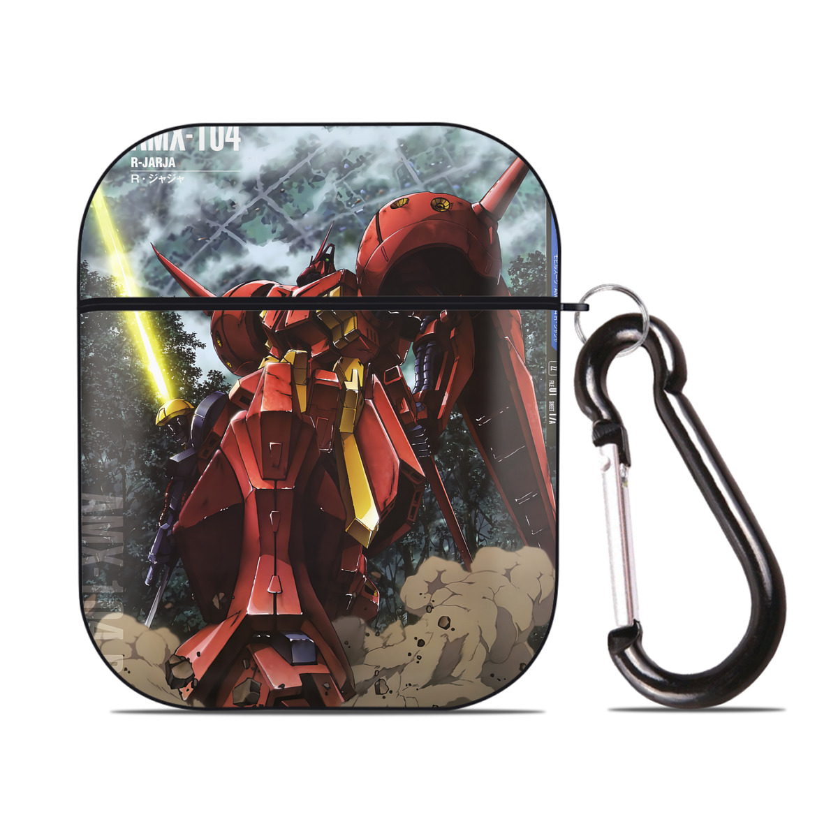 （画像用） 機動戦士ガンダム Mobile Suit Gundam AirPods 第2世代保護ケース ハードシェル ブラック 耐衝撃・防指紋・カラビナ付き
